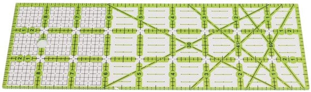 Quiltstofliniaal Transparant - Acryl Snijliniaal - Nauwkeurig Hoeksnijden - 30/45/60 Graden Markering - Duurzaam Materiaal - Eenvoudige Bediening