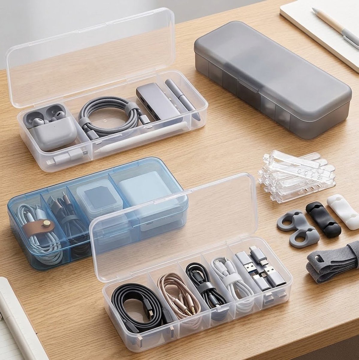 Huis Geluk 2 Stuks Kabel Organizer Box – Opbergdoos voor Kabelmanagement en Bescherming