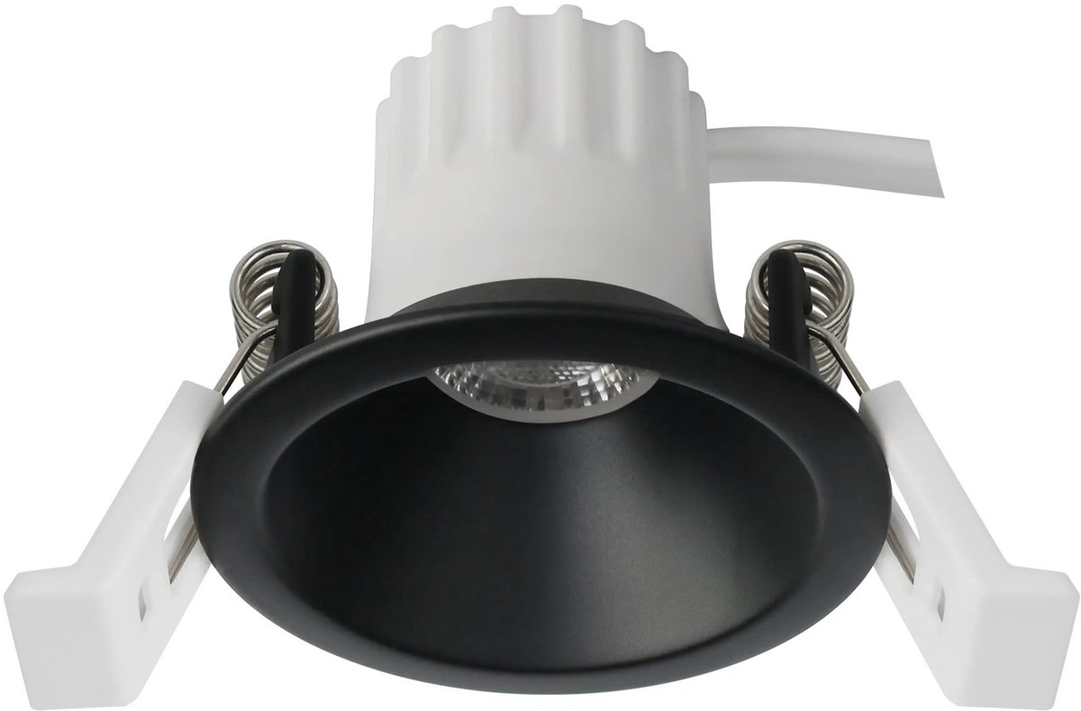 Deep Mini LED inbouwspot, zwart, 4,9W dimbaar, 2700K warmwit licht, kantelbaar, Ra>80, energieklasse F.