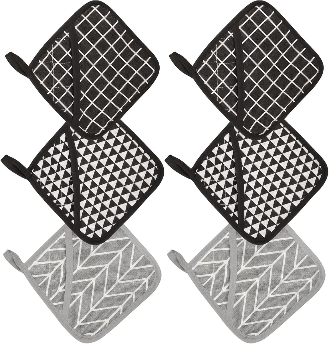 Pannenlappen badstof - Zwart - 17 x 17 cm - Hittebestendig - Voor Keuken
