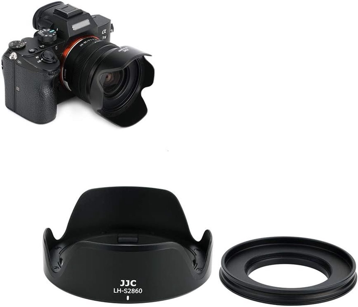 Reversible Lens Hood voor 28-60mm en 16-50mm Lenzen, Geschikt voor ZV-E1, A7C, A6000, 40.5 mm Adapterring, Bescherming tegen Lensflare en Schaduw