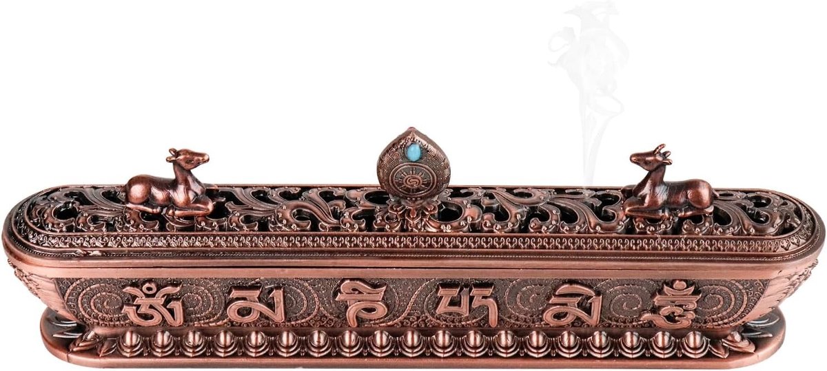 Vintage Incense Box voor Wierookstokjes - Rectangulaire Wierookhouder van Koper voor Meditatie en Lezen - Decoratieve Censer met Schroefdraad en Duurzaam Ontwerp