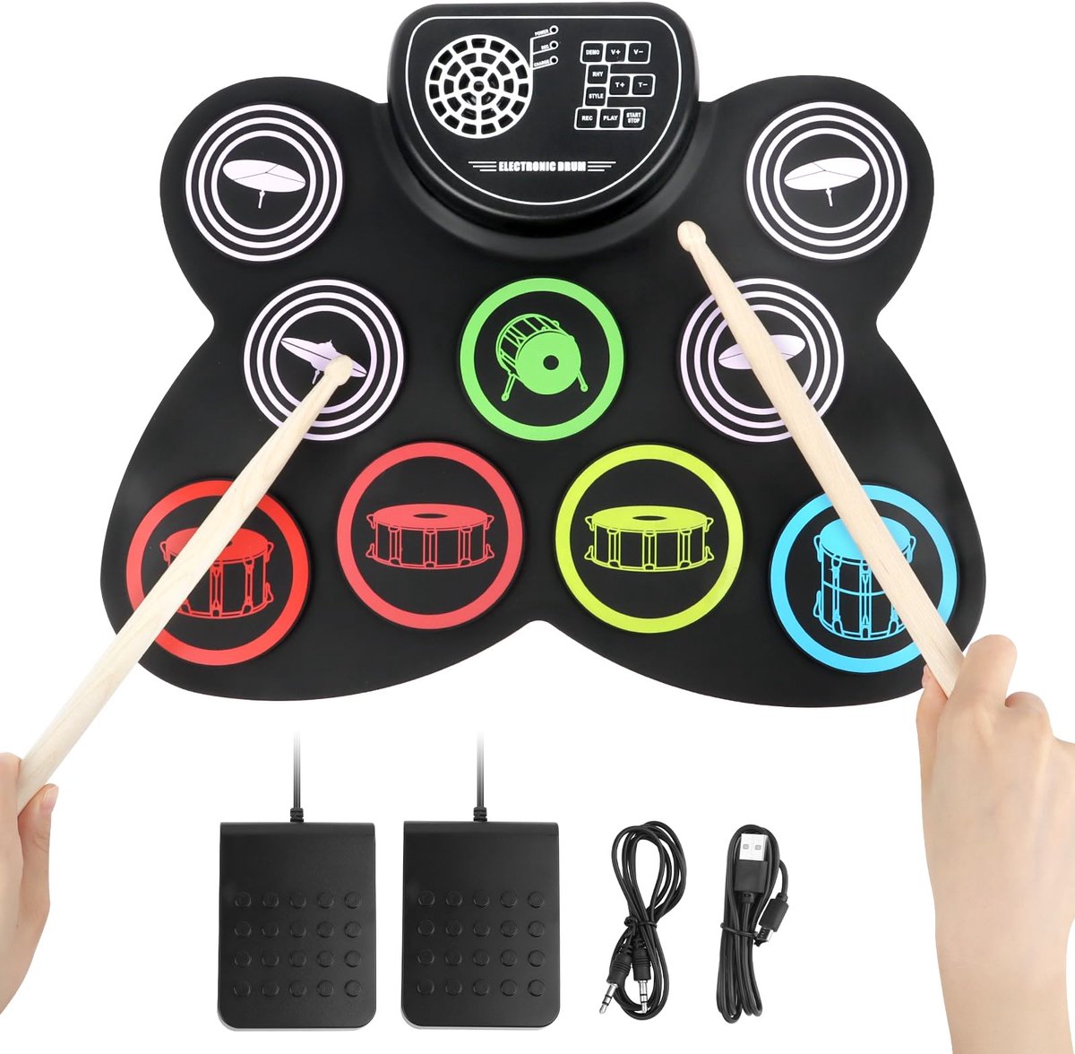 Elektronisch Drumstel Kinderen Compact E-Drum Kit Met Koptelefoon Aansluiting Beginners Set S Formaat