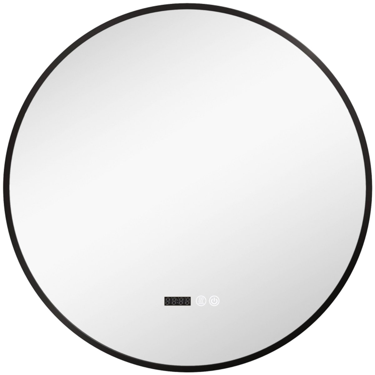 Ronde badkamerspiegel met LED-verlichting, dimbaar, anticondensfunctie, aanraakschakelaar, zwart
