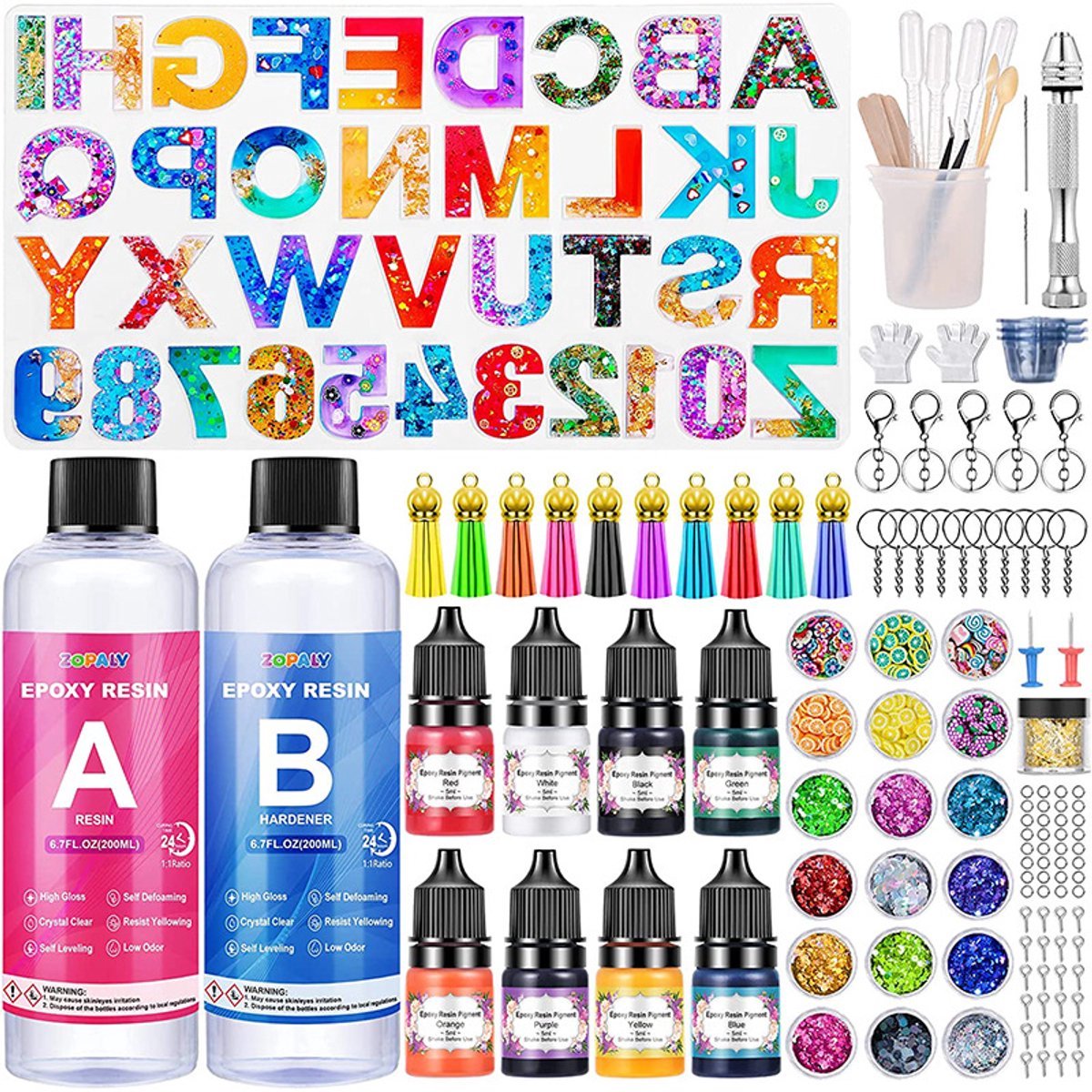 casalora - Premium Epoxy Hars Resin - 200 Gram - Epoxyhars startset - 192-delige set - Epoxy - Giethars - Gieten - DIY - Sterk en Transparant - Geschikt voor beginners in het maken van sieraden van hars