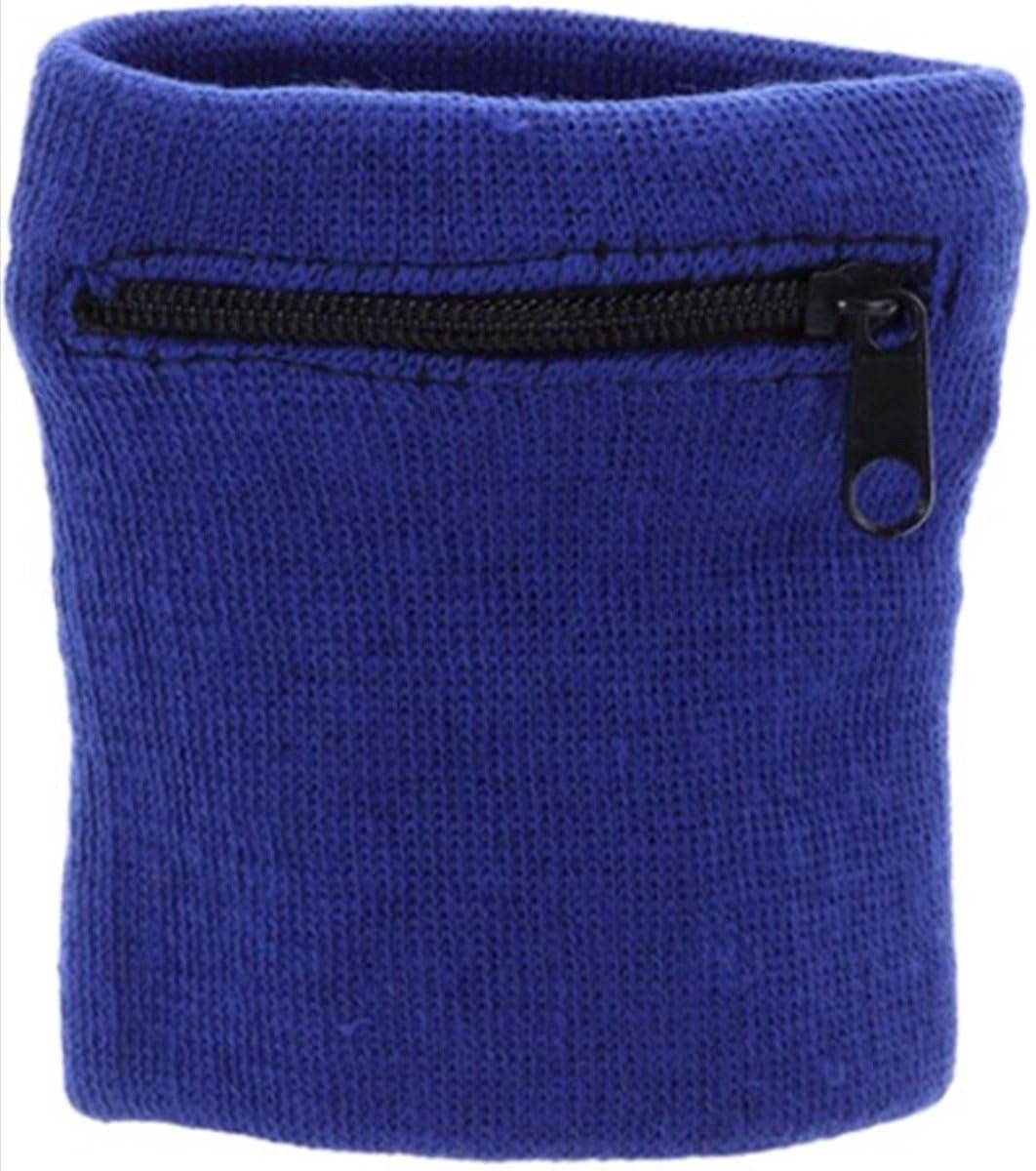 Okado Zweetband met Ritsvak – Polsportemonnee – Donkerblauw – 8 x 8 cm