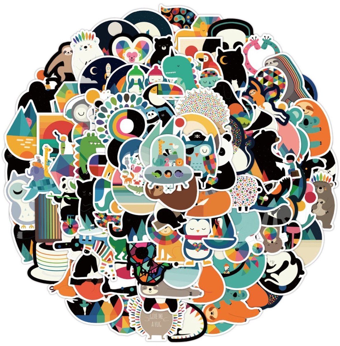 100 Dieren Stickers – Schattige Dieren – 7-10 cm