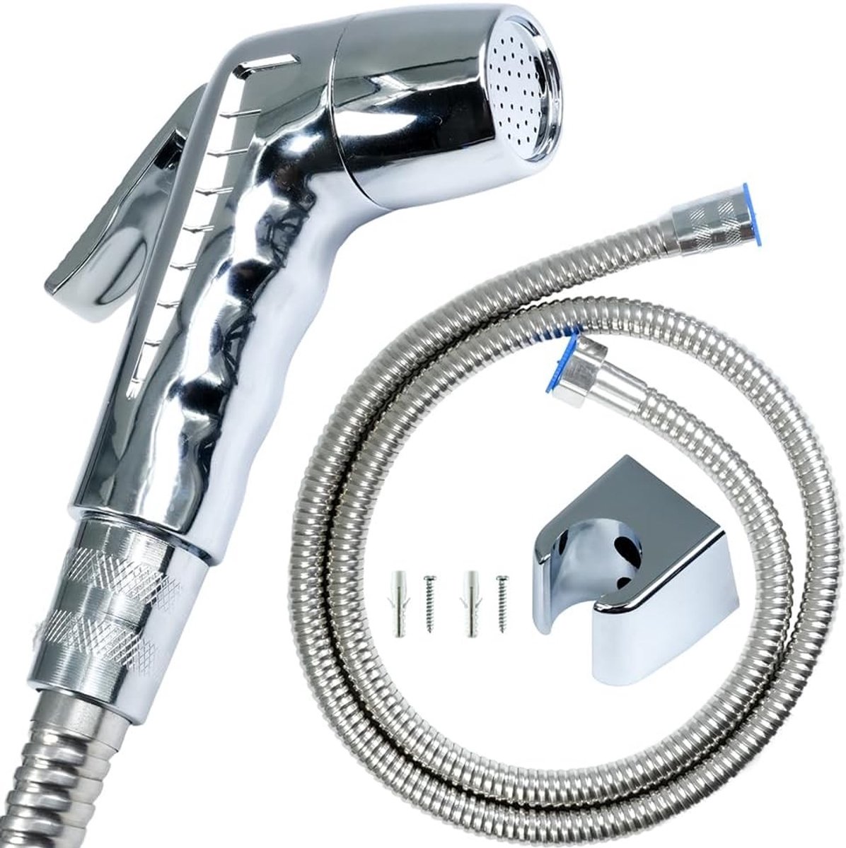 Bidet handdouche set met ABS douchekop, 1/2 inch ON/OFF pauzeknop, 1,5 meter slang en haak voor optimale hygiëne en gebruiksgemak