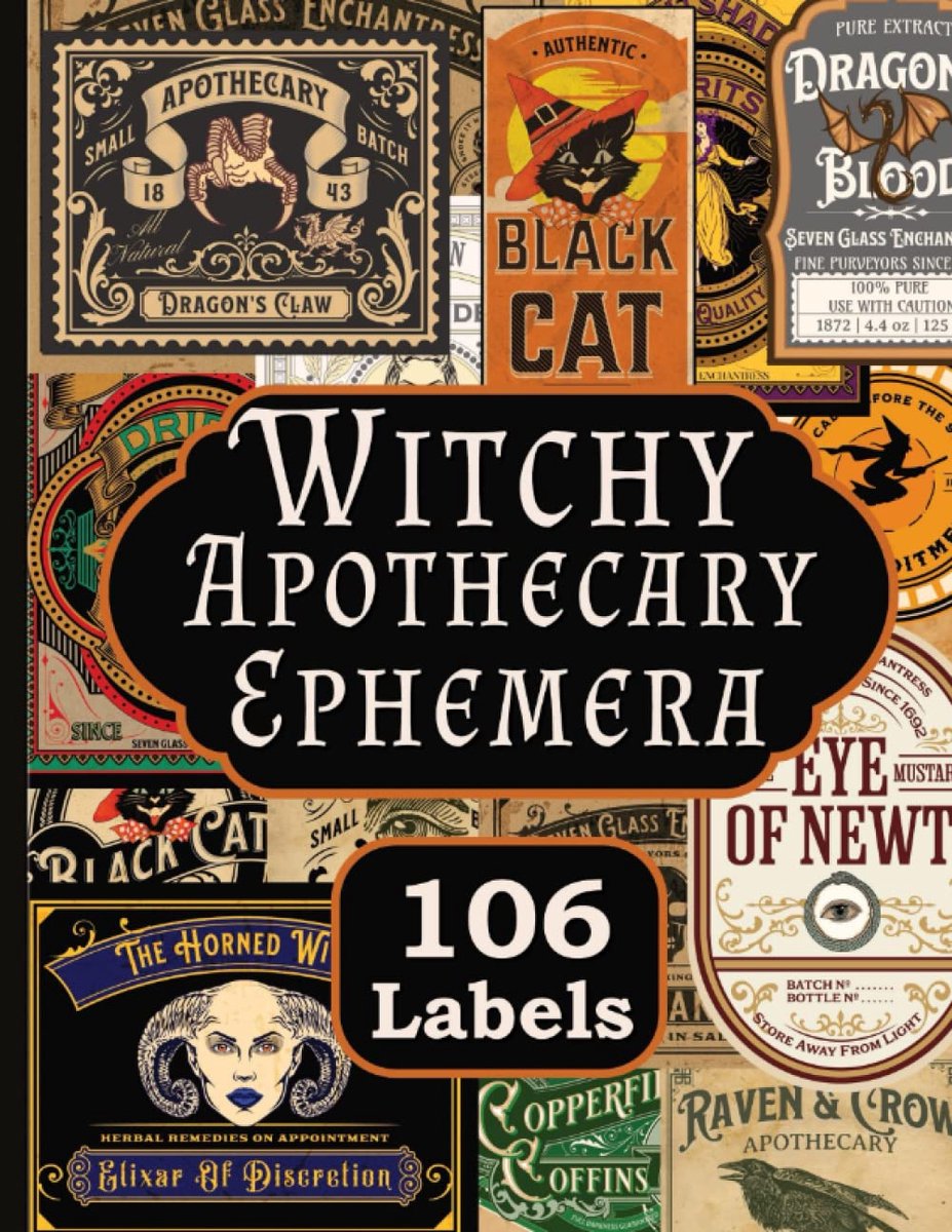 Witchy Apothecary Ephemera: 106 Vintage Style Halloween Labels, Potion Labels and Bottle Labels For Junk Journals - ShopVlot