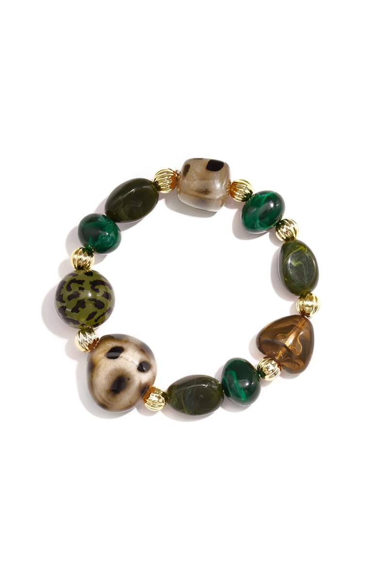 Bijoutheek Armband (Sieraad) Elastisch Kralen Panter Groen