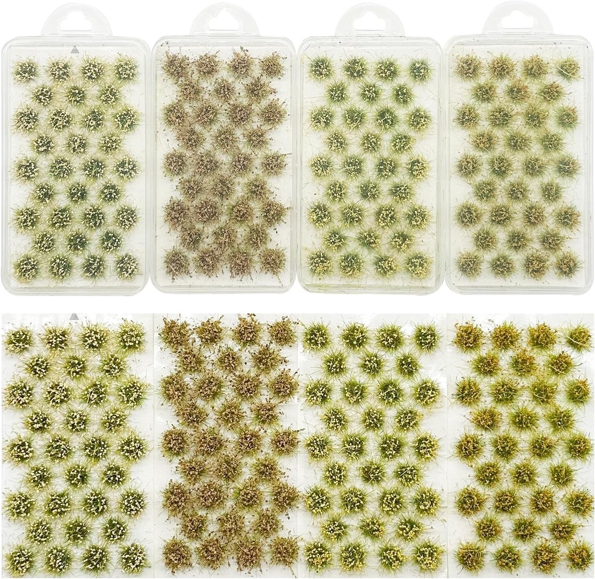 128PCS 4 Kleur Modelbomen, Gras en Lichen voor Landschapsmodelbouw, Kunstgras voor Trein en Spoorwegdecoratie