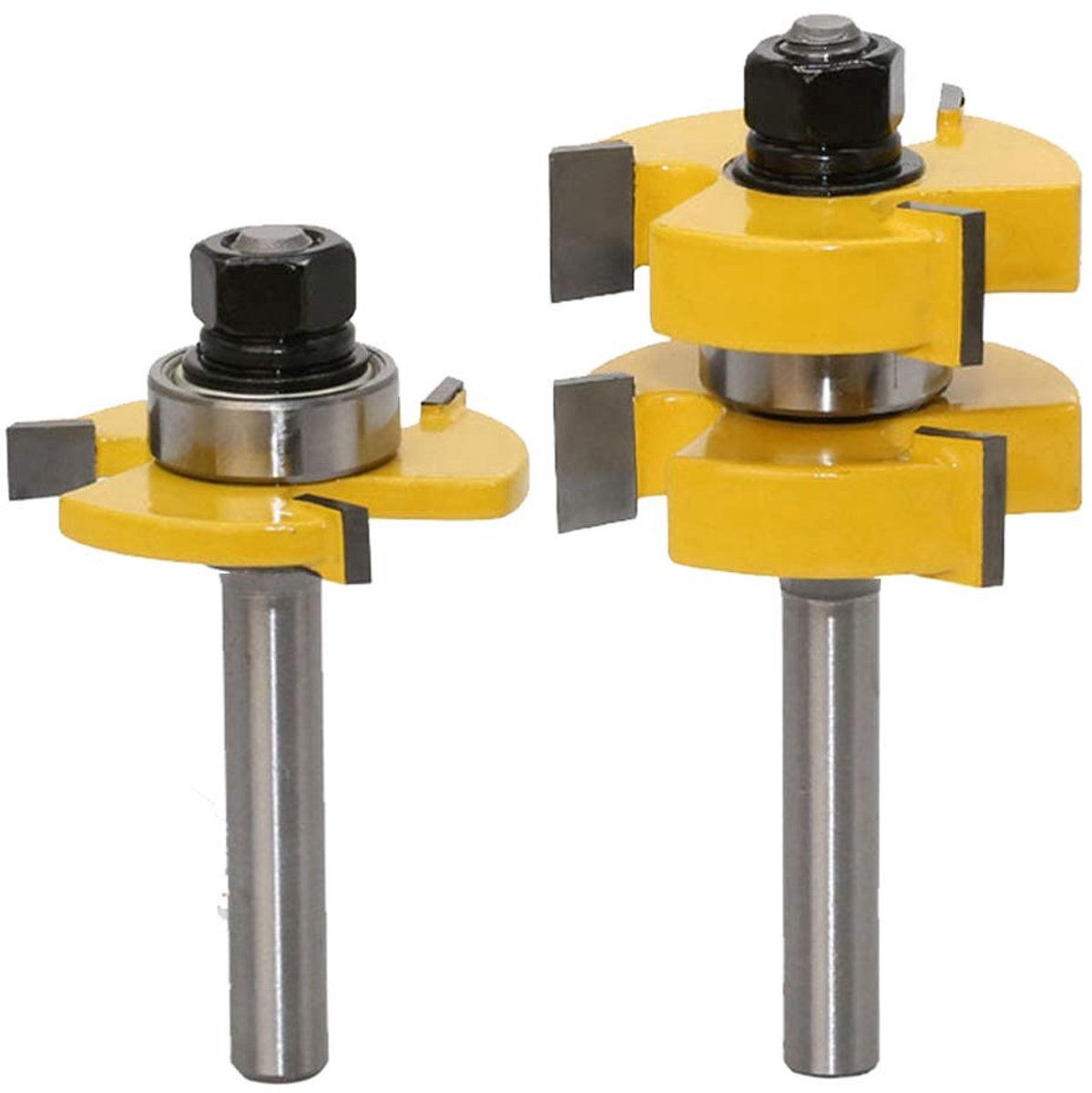 Slot- en Tongbit Set van 8mm met 2 Stuks voor CNC Freesmachine, Houtbewerking en Trimwerkzaamheden - Ideaal voor DIY Projecten