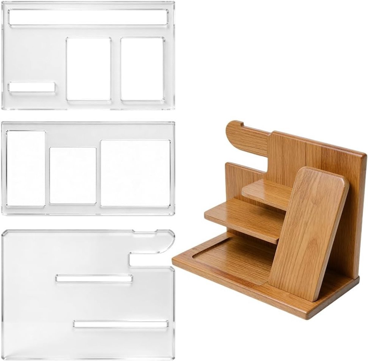 Opslaghouder voor Router Template - 3 Stuks Acryl Jig Kit voor Houtbewerking, 5mm Dikke Inlay, Traceren en Stencil Gids voor DIY Projecten en Hout Craft