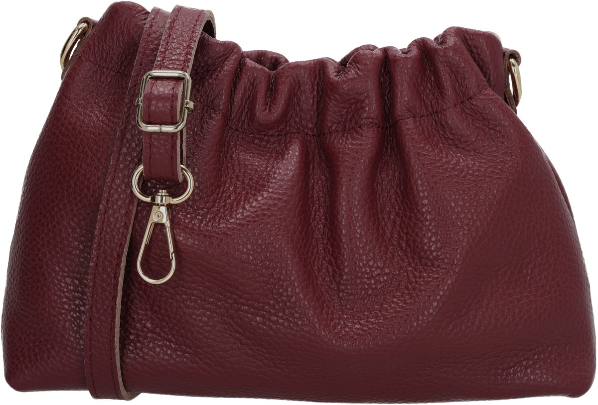 Charm London Vittoria Crossbodytas - Damestas - Schoudertas - Drukknoopsluiting - Verstelbare Schouderband - Afneembare Schouderband - Leren Dames Tas - Bordeaux rood