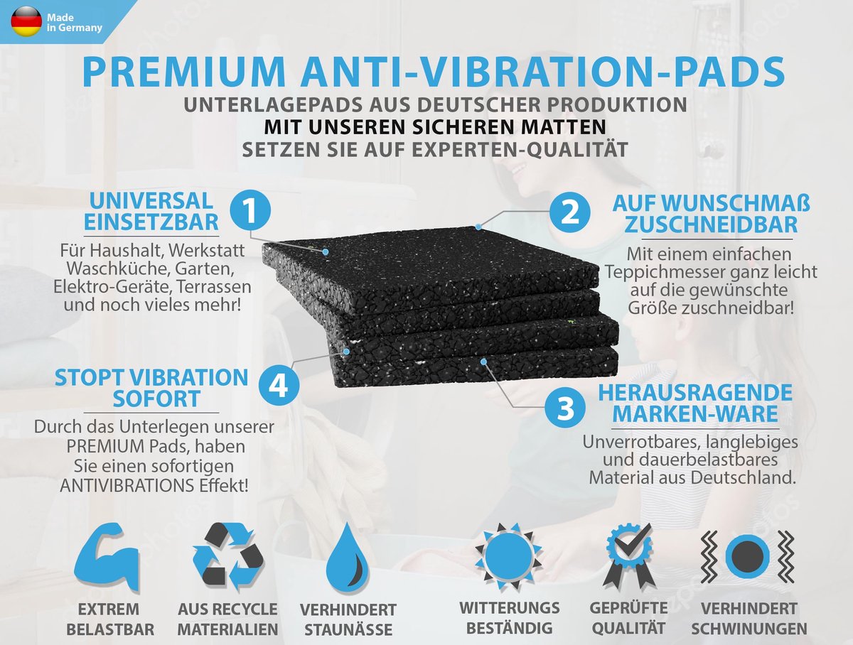 8 STUKS Wasmachines XXL Onderleggers Rubberen Pads Trillingsdempers Veilige Standaard voor Droger Meubels en Kasten - ShopVlot