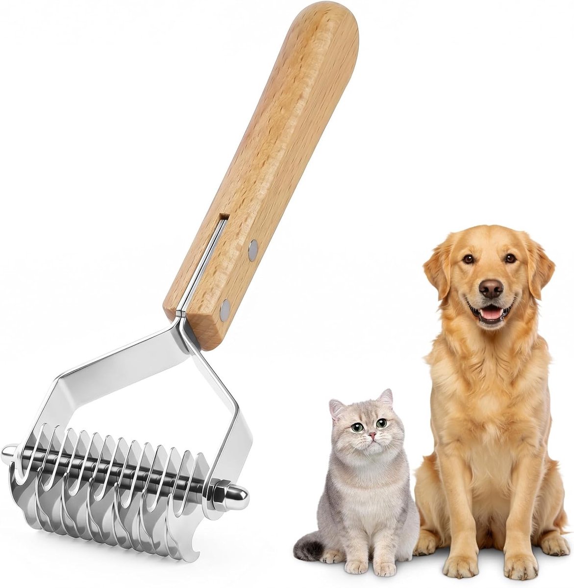 Professionele Ondervachtkam voor Honden en Katten, Ontklitting en Verzorging van Huisdieren, Trimgereedschap met 13 Tanden voor Effectieve Vachtverzorging