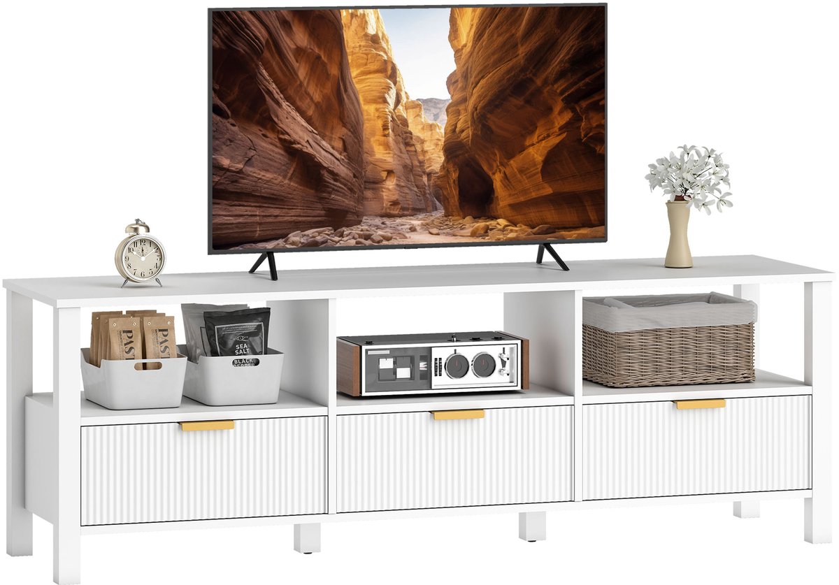 Homcom TV-meubel - Spaanplaat - 152x39,5x50cm - Wit
