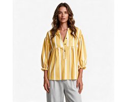Imily Bela Dames Gestreepte Blouse met Lange Pofmouwen