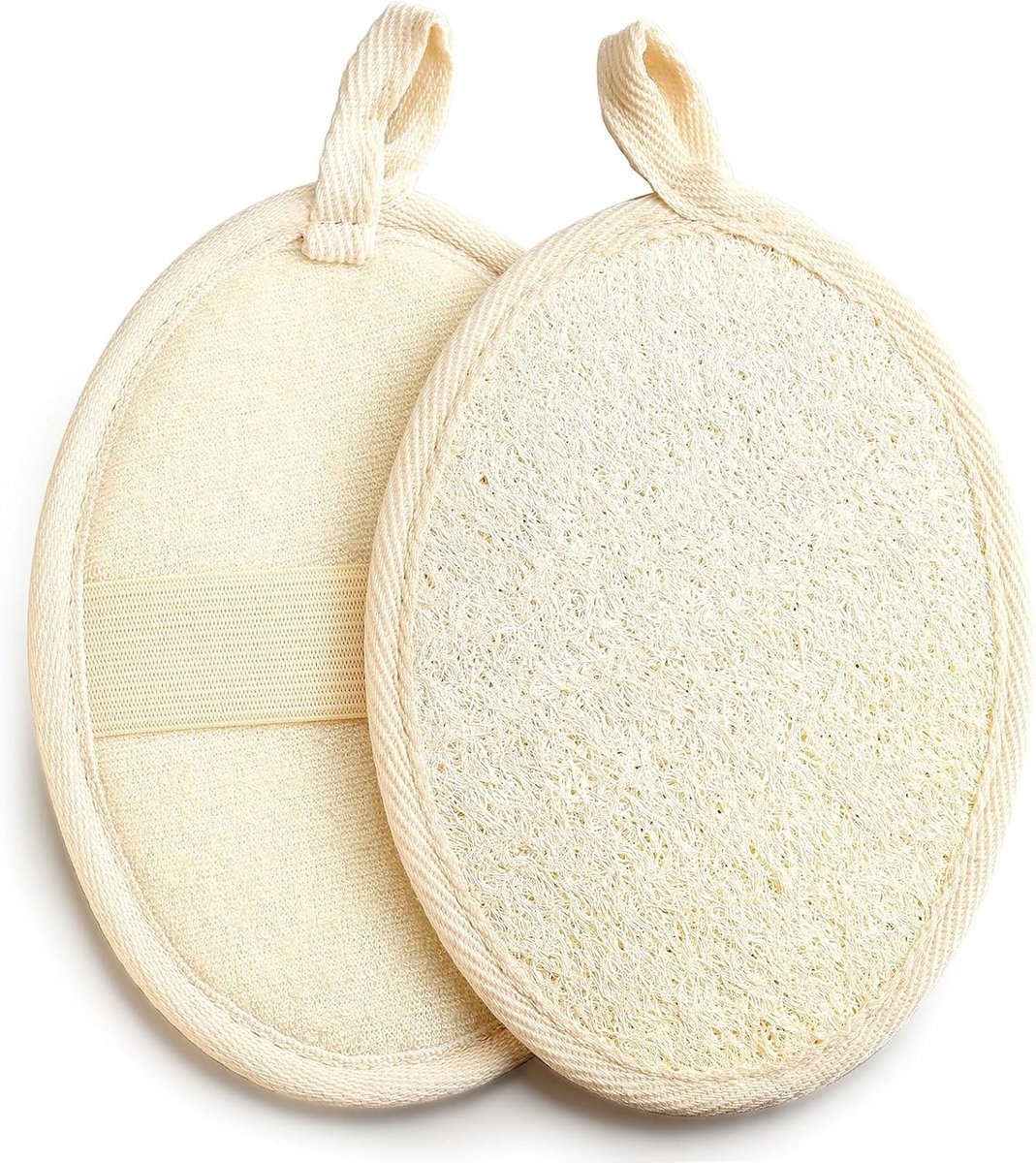 wilcractk Luffa Spons scrub voor het lichaam, dunne Loofah badplaat, 11 x 16 cm, beige, set van 2, peelingspons en - ShopVlot