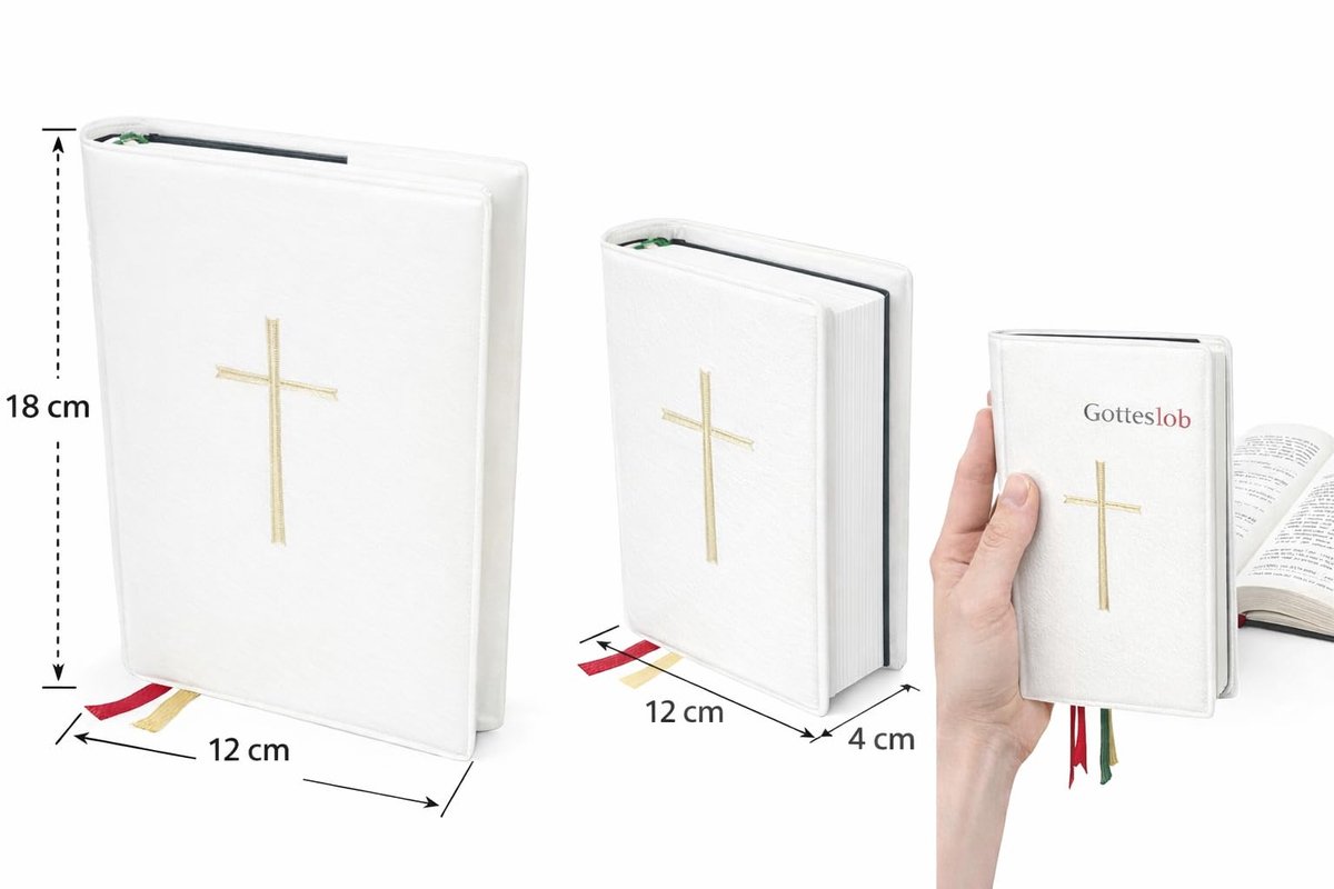 MaMeMi Bijbelhoes/Gotteslob Hoes Wit – 19 x 13 cm, Met Kruismotief - ShopVlot