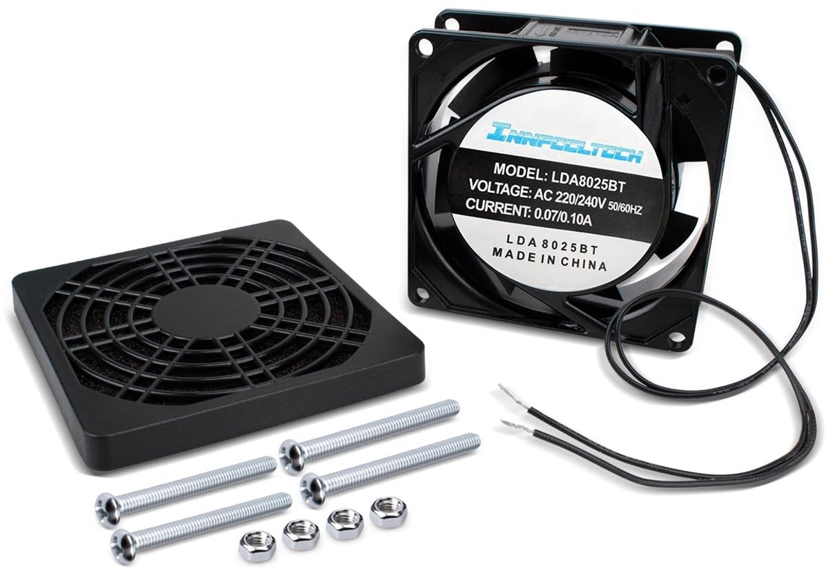Innfeeltech 1 stuk elektrische koelventilator, AC220V 80 * 80 * 25 mm mini stille ventilator met dubbele kogellagers - ShopVlot