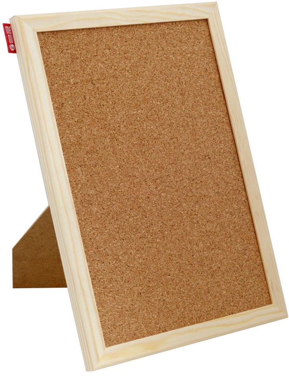 Famanu – Kurken prikbord met houten frame, 30 x 21 cm, ideaal voor het ophangen van foto's en notities, natuurlijk kurkoppervlak voor kantoor of thuis, zowel verticaal als horizontaal te gebruiken