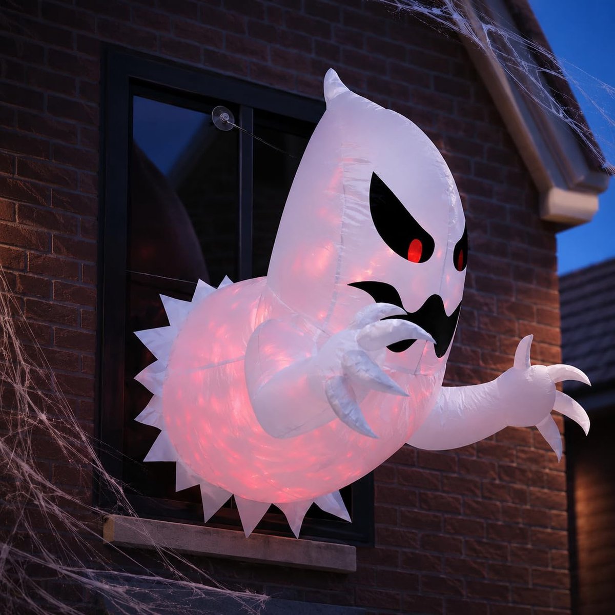 Opblaasbare Halloween-spookdecoratie voor het raam met ingebouwde ventilator, 140 cm (55 inch) hangende decoratie voor binnen en buiten, ideaal voor een spookhuisfeest, tuin of veranda, 1 stuk