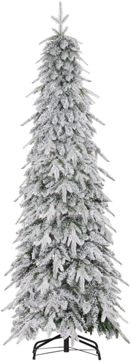 Kunstkerstboom Smal 180 Cm Met 600 Takken Besneeuwd Auto Open Metaal Groen Voor Binnen Sfeervolle Kerstdecoratie