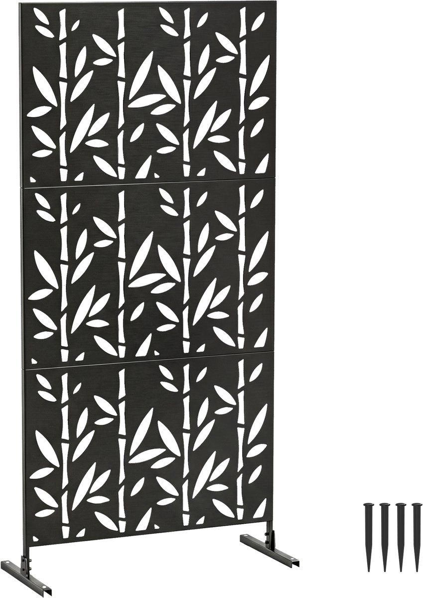 Outsunny-Outdoor Privacy Screen-Metal-92x40x192cm-Black