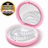 Invisalign Doosje – Premium Roze Aligner & Retainer Case / Bakje voor Nachtbeugel & Knarsbitje – Met Spiegel & Sterke Magneetsluiting
