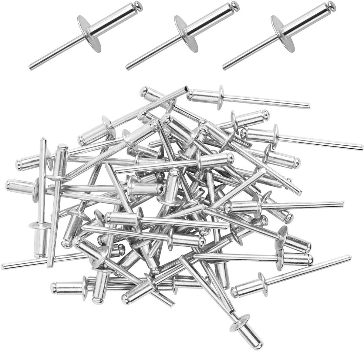 100 Stuks Aluminium Blindnagels met Grote Kop, 4.8 x 16mm, Ideaal voor Bouw, Meubels en Schepen