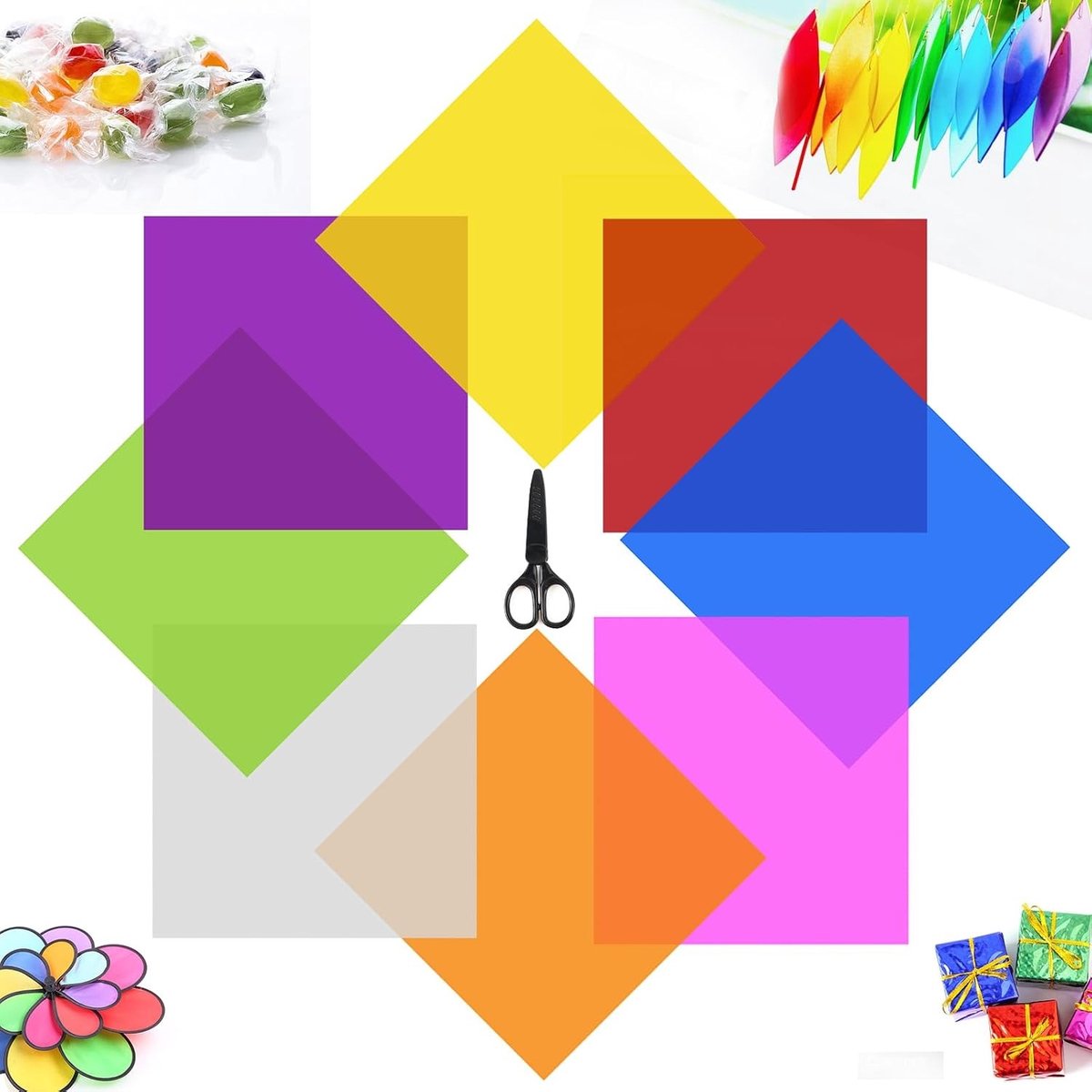 Iridescent Cellophane Film in 8 Kleuren - 200 Stuks voor Creatieve Kunst- en Knutselprojecten