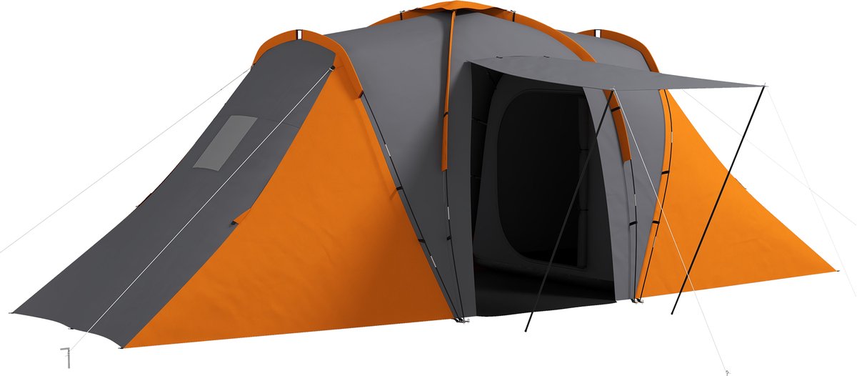 Outsunny Tunneltent-Polyester-taffeta, glasvezel-555L x 225B x 190H cm-Grijs+Oranje