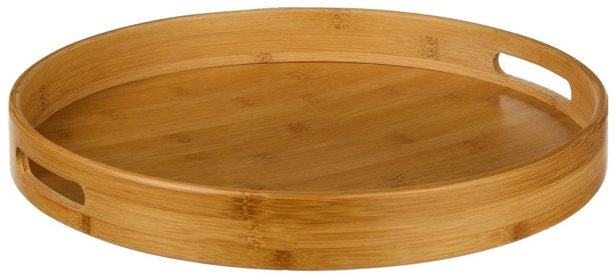 Famanu – Rond bamboe dienblad van 40 cm voor servies en decoratie, ideaal voor het serveren van hapjes en drankjes, natuurlijk en stijlvol