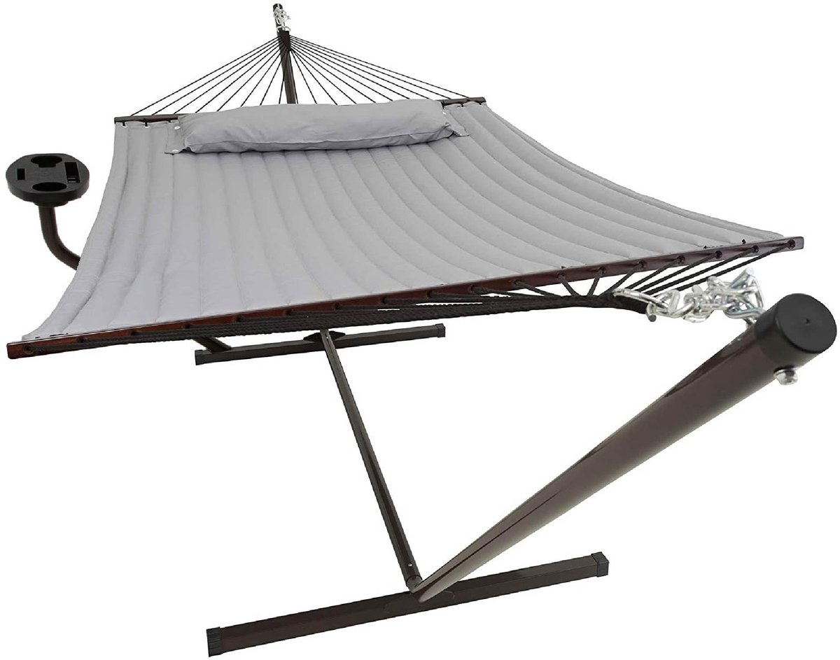 Famanu – Tweepersoons hangmat met standaard en tafel, maximaal 200 kg draagvermogen