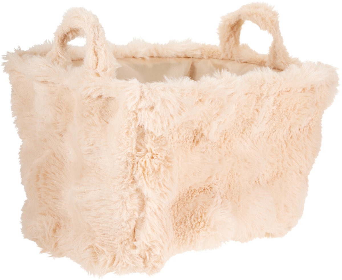 Mand Rechthoekig Peach Bont – Zachte Opbergmand met Pluche Bekleding
