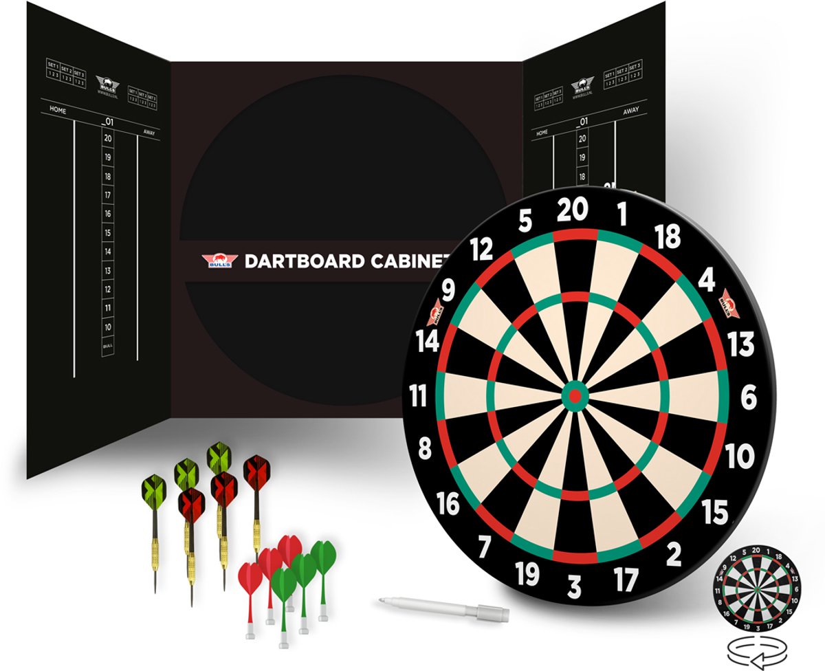Bull's Magnetic Paper Dartboard Kabinet Set