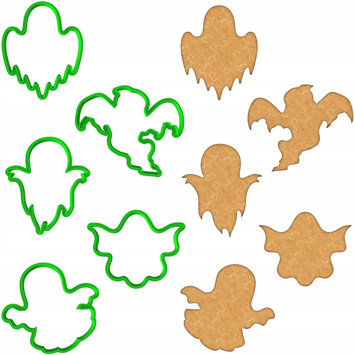 5x Halloween Koekjesvormpjes Spookjes - Plastic PETG, Vaatwasmachinebestendig
