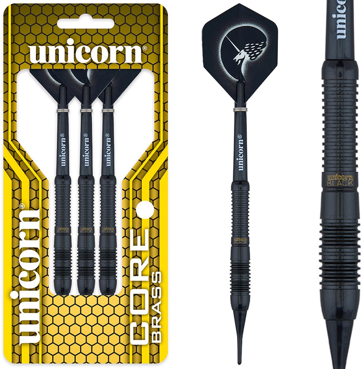 Unicorn Core Plus Black Brass Soft Tip - Dartpijlen 17 Gram