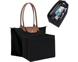 Tas Organizer Bag in Bag - Tote Bag Organizer - Viltmateriaal & Meerdere Vakken - Maat L 28 × 25 × 17 cm - Zwart - SOLLBRY®