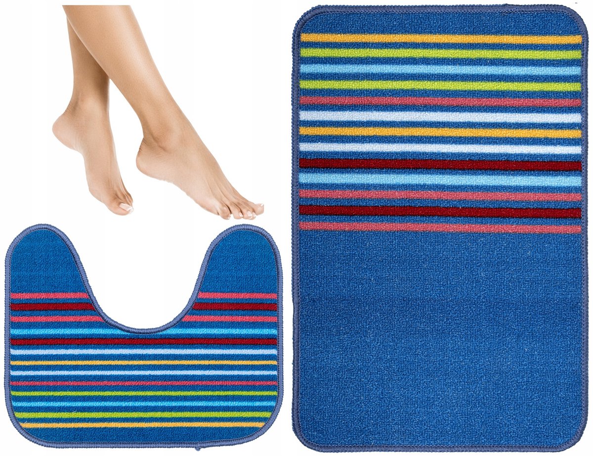Merkloos Badkamerset: 2 Antislip Douchematten, Wasbaar, 50x70cm & 40x50cm