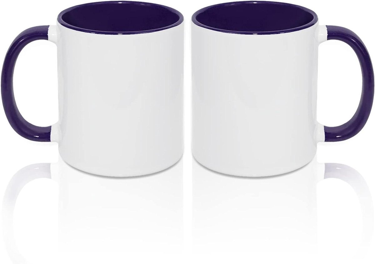 Koffiemokken Set - Porseleinen Bekers - Creatieve Ontwerpen - Hoge Kleurreproductie - 2 Stuks 11 Oz - Wit Paars