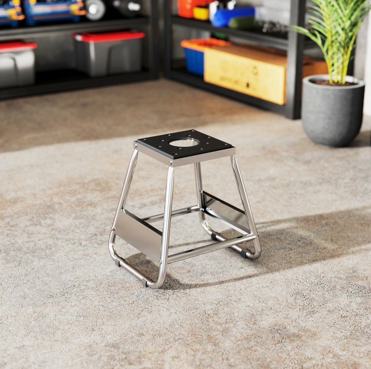 REDOM - Motorstandaard - Maximaal 500 kg - Stalen constructie - Antislip rubber en pads - Universeel - Motoronderhoud - Grijs - 41,5 x 43 x 11 cm