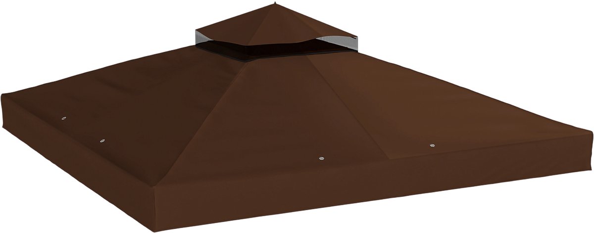 Outsunny Vervangingsdak voor Paviljoen-Polyester-300L x 300B cm-Koffie