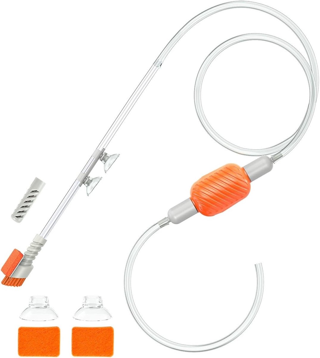 Aquarium Siphon en Handmatige Grondreiniger met Lange Slang en Borstel voor Waterverversing en Zandreiniging tot 40 Gallon
