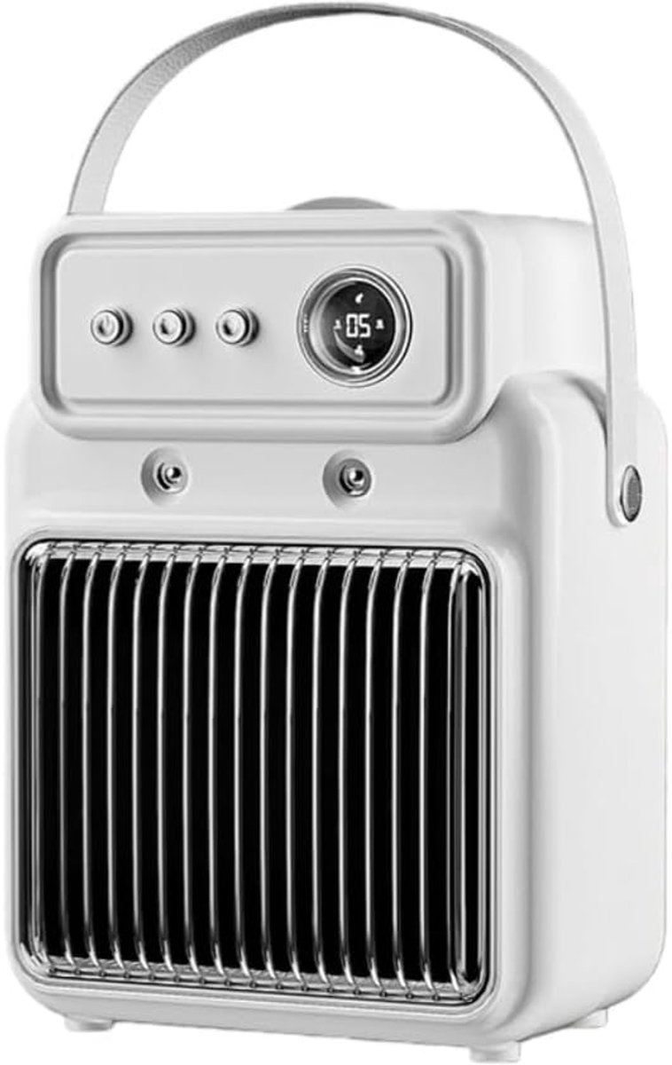 2-in-1 verticale luchtverwarmer (verwarmen en koelen), 1200W PTC-elektrische kachel met ingebouwde luchtbevochtiger, timer, veiligheidsbeveiliging, draagbare kachel - wit
