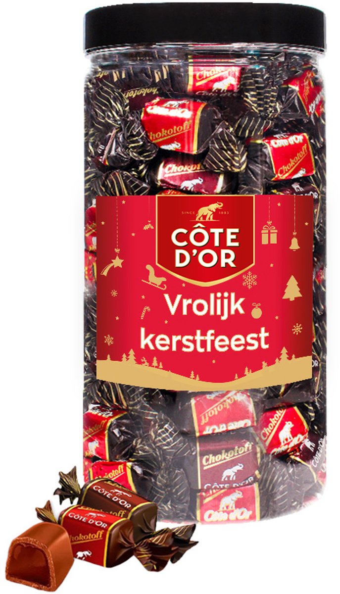 Côte d'Or Chokotoff chocolademix "Vrolijk Kerstfeest" - chocolade kerstcadeau - 800g
