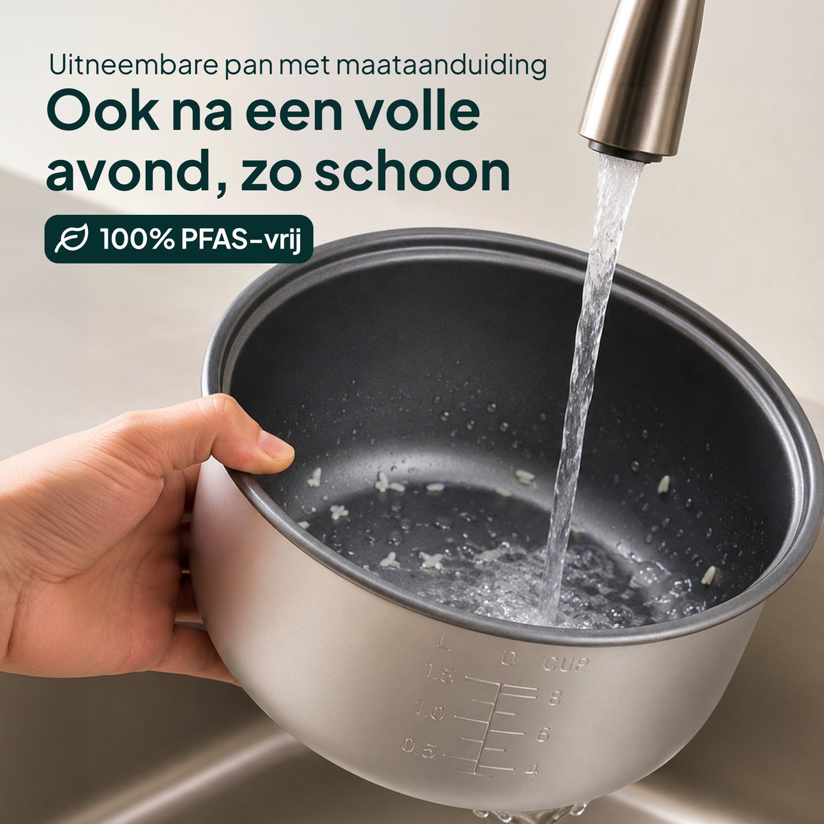 Vivid Green Rijstkoker 1,8 Liter met Stomer - PFAS-vrij - 7-in-1 Multicooker - 1 tot 4 Personen - Rice Cooker - Zwart – foto 6