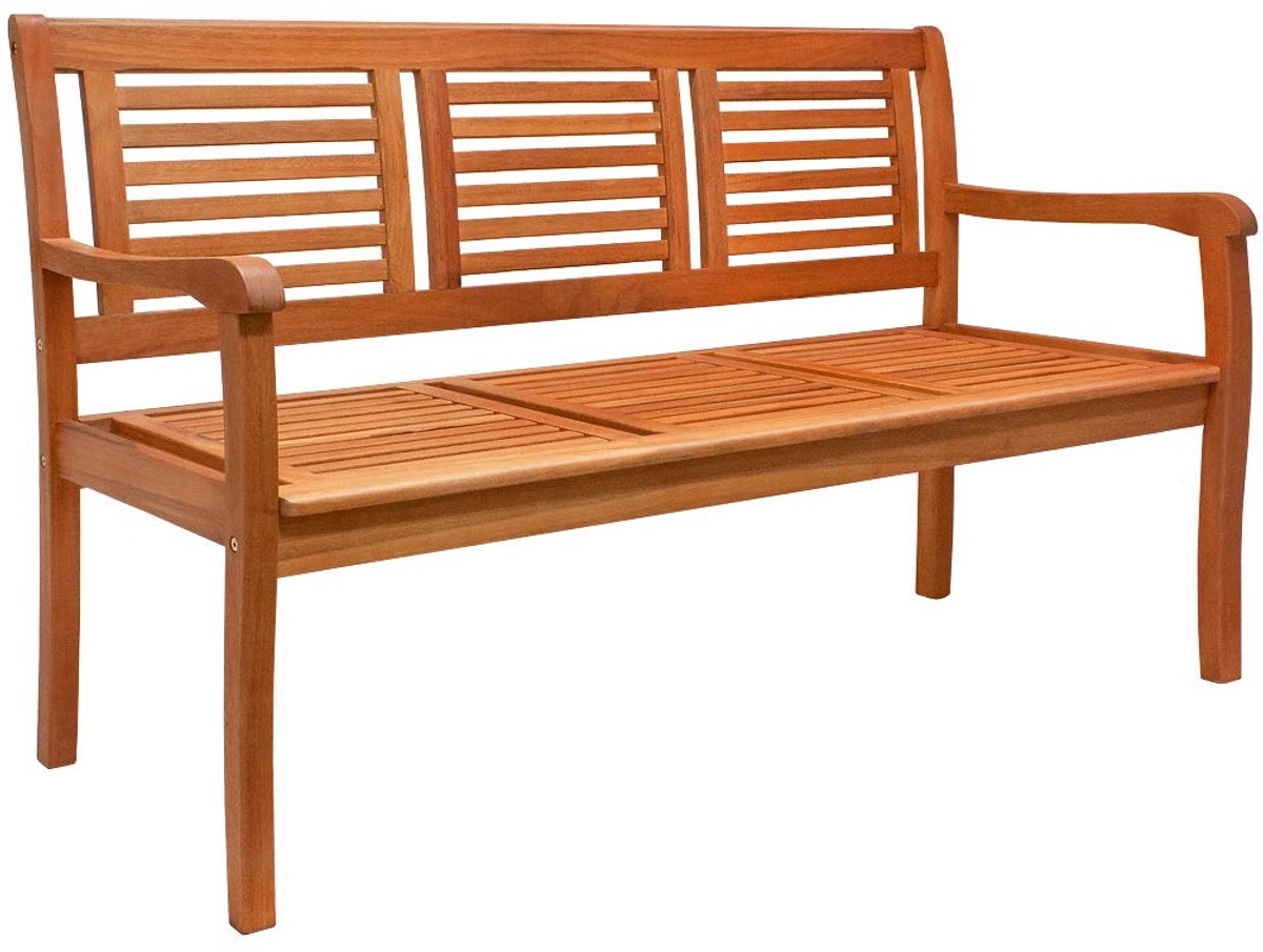Famanu – Tuinbank Bologna, 3-zitsbank van ®-gecertificeerd eucalyptushout, perfect voor park en balkon