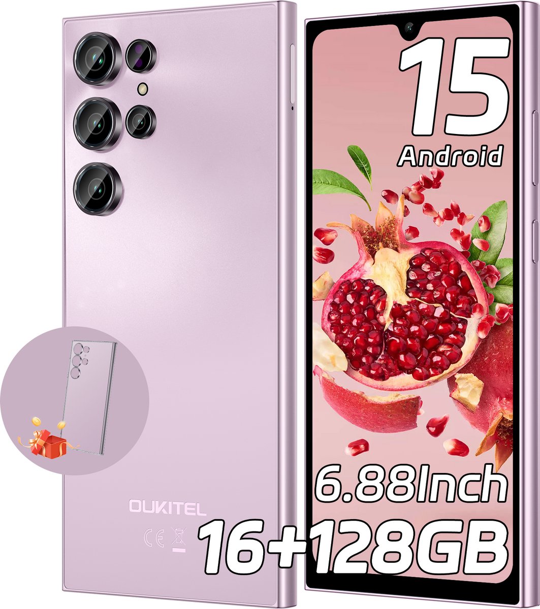 OUKITEL C61 Smartphone 4G-6.88 inch HD-16 GB RAM-128 GB Opslag, 5150 mAh Accu-13MP camera-Android 15
